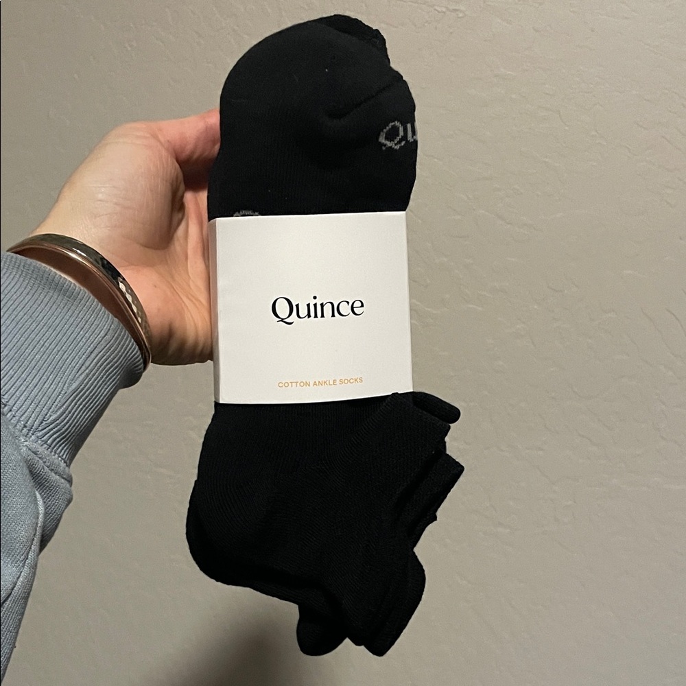 Quince Black Cotton Ankle Socks